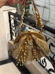 Silver Golden Clutch Perfect For Indian Occasion