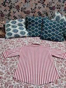 New Red Striped Shirt Size M
