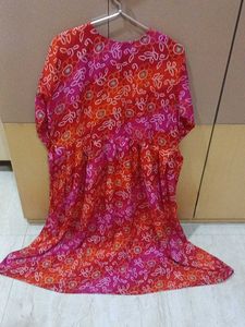 Plus Size Colorful Printed Bandhej Gown