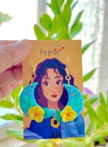 Floral Crescent Moon Earring