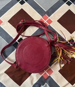 Red Round Bag With Tassels