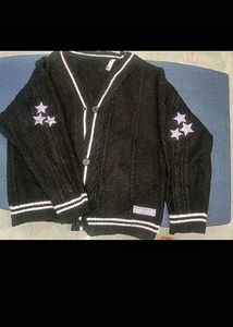 Stylish Black Cardigan with Stars