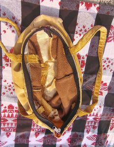 Bright yellow upcycled velvet carry bag ♻️💛