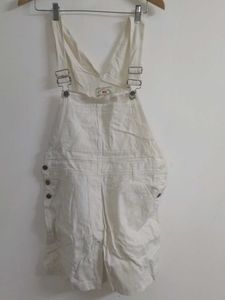 White Short Denim Dungaree