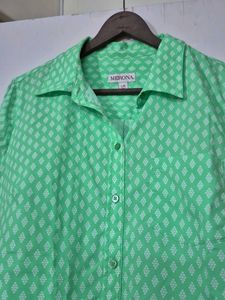 Green Printed Shirt For Women