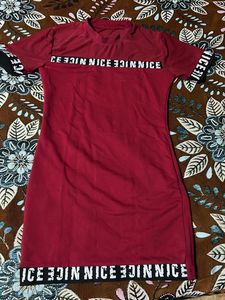 Red 'NICE' Print Dress