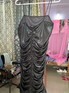 Slinky Black Ruched Dress