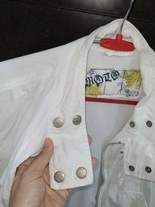 Exported Stylish White Moto Jacket