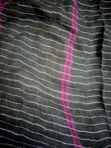 Elegant Black Gingham Saree with Red &amp; Gold Trim