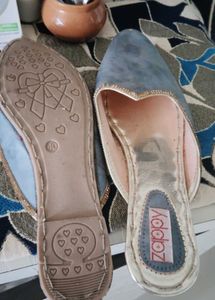 Zappy Blue Embellished Mules