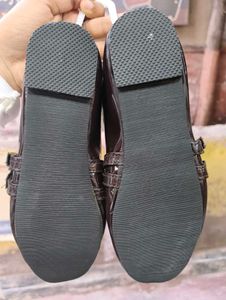 Brown Patent  double buckle flats