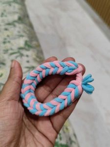 Blue Pink Handmade Rubber Bracelet