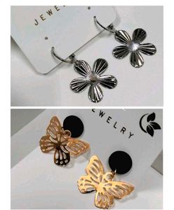 3 Pairs Flower & Butterfly Earrings