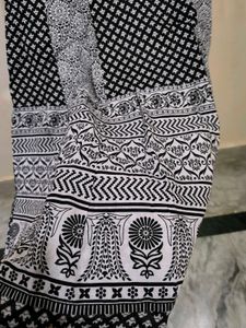 Black and white cotton anarkali kurti
