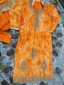 Orange Embellished Salwar Kameez Suit