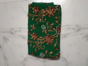 GREEN SAREE WITH CHAMKI WORK