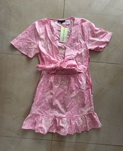 Pink Tie On Front Dress, New With Tag