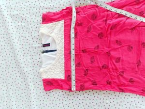 Coral Leaf Print Top