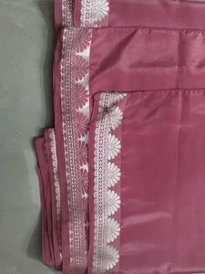 Pink Beautiful Saree With Silver Zari Work