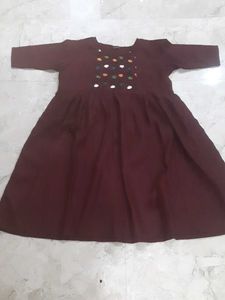Burgundy Embroidered Dress