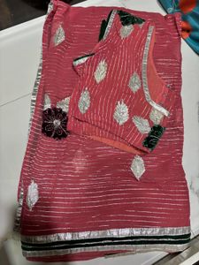 Zari And Velvet Work Saree