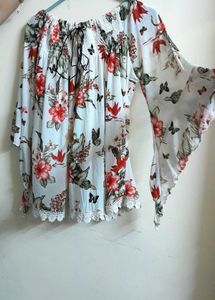 Floral Print Top (Off-White)