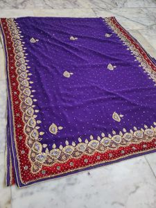 Diya bati stone work saree