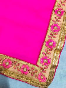 selling pink border saree.