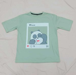 Cute Panda T-Shirt | Olive Green