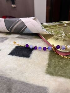 Beaded Purple &amp; Gold Necklace chain