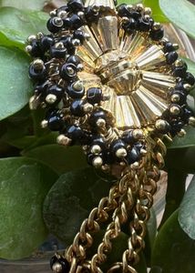 Black Pearl and Gold Earring
