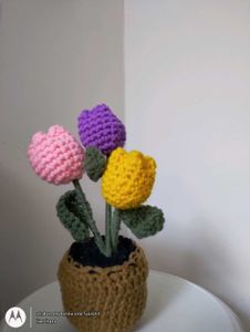 Tulip Buds Crochet Flower Pot
