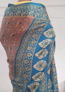 Elegant Blue &amp; Brown Saree