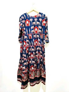 Elephant Print Tiered Dress