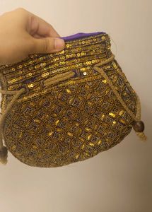 Exotic India Embroidered Satin Potli