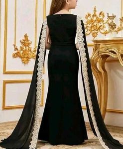 Elegant Black Dress with Cape Sleeves