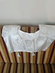 Silver self designed saree Blouse