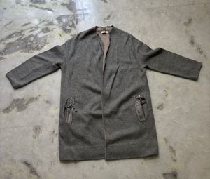 Gray Open Front Cardigan