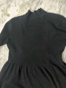 Wool Midi Black Dress