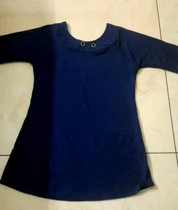 NAVY BLUE FLOWER GLAZED TOP