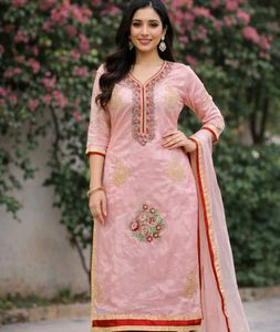 Embroidered Kurta  With Dupatta Set