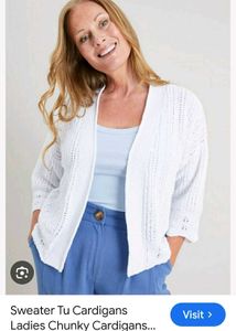 White Knit Open-Front Cardigan