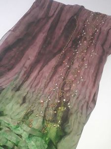 Wine Colour With Dark Green Mix up Saree Georgette