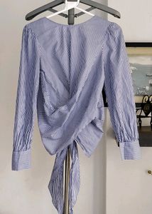 Striped Tie-Back Blouse