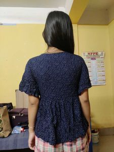 Navy Blue Polka Dot Top