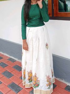 Green Top & Kerala  Skirt