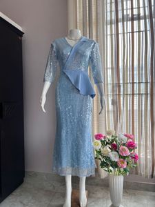 Blue Fully Sequined Luxe Gown