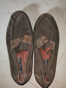 Tan suede loafers