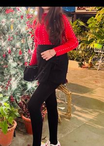 Red Embellished sweater