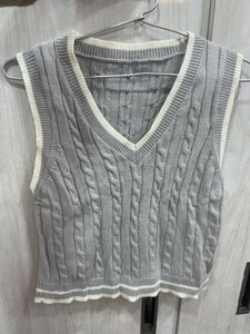 Gray Cable Knit Sweater Vest - Fits upto S/M Size